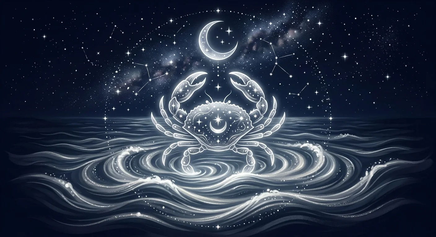 アセンダント蟹座を象徴する蟹と月のイラスト