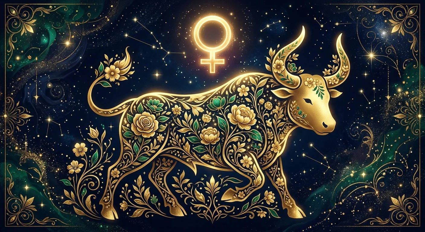 アセンダント牡牛座を象徴する牡牛と金星のイラスト
