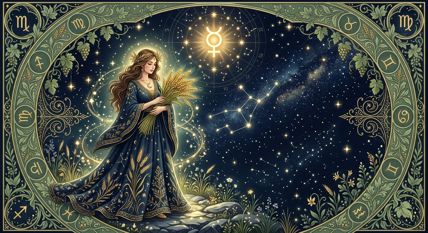 アセンダント乙女座を象徴する乙女と水星のイラスト