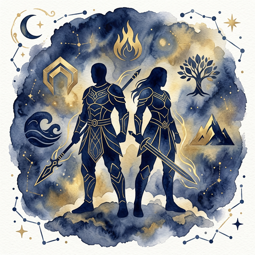 四柱推命の比肩を象徴する自立と競争のイメージ