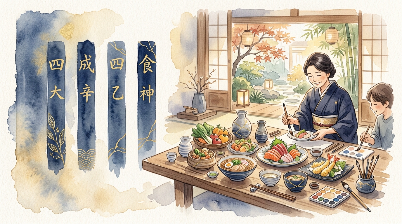 食神を持つ人の豊かな表現力とサービス精神を象徴するイメージ