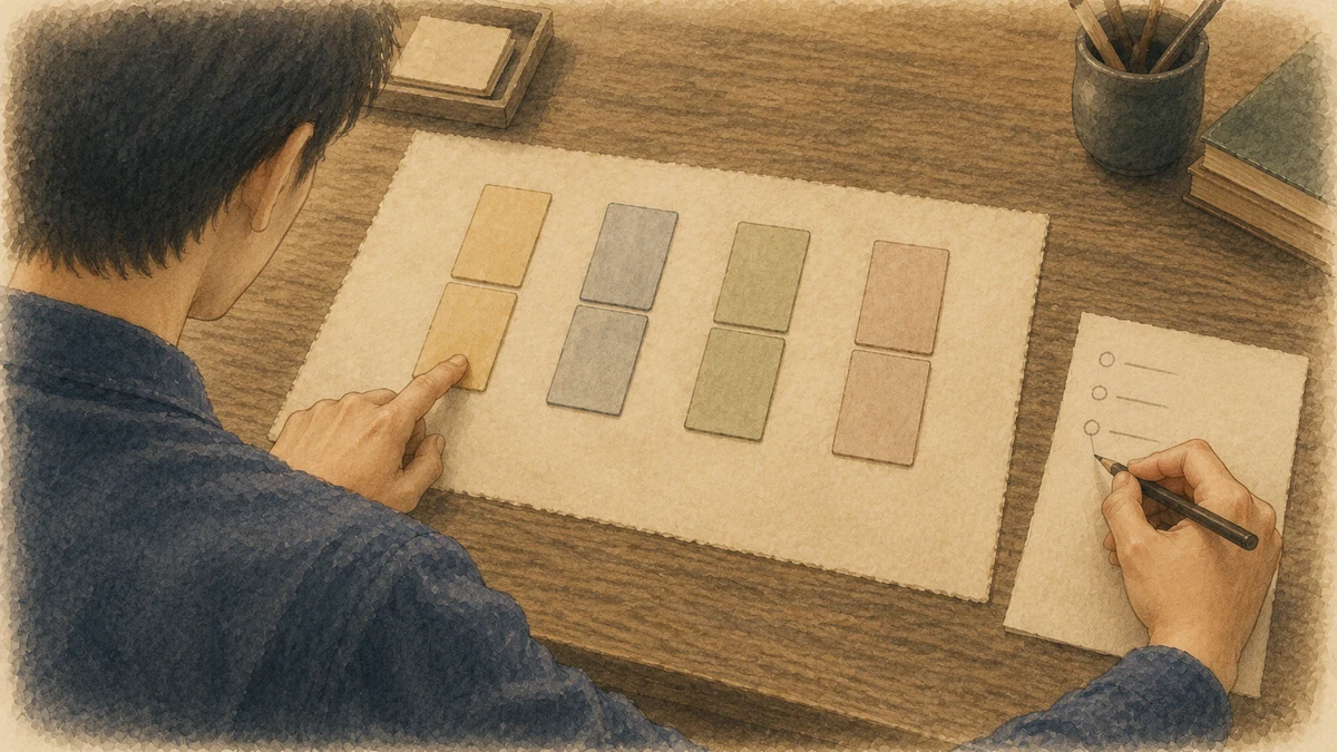 四列のカードの位置を保ったまま、別紙に解釈を書き留める人