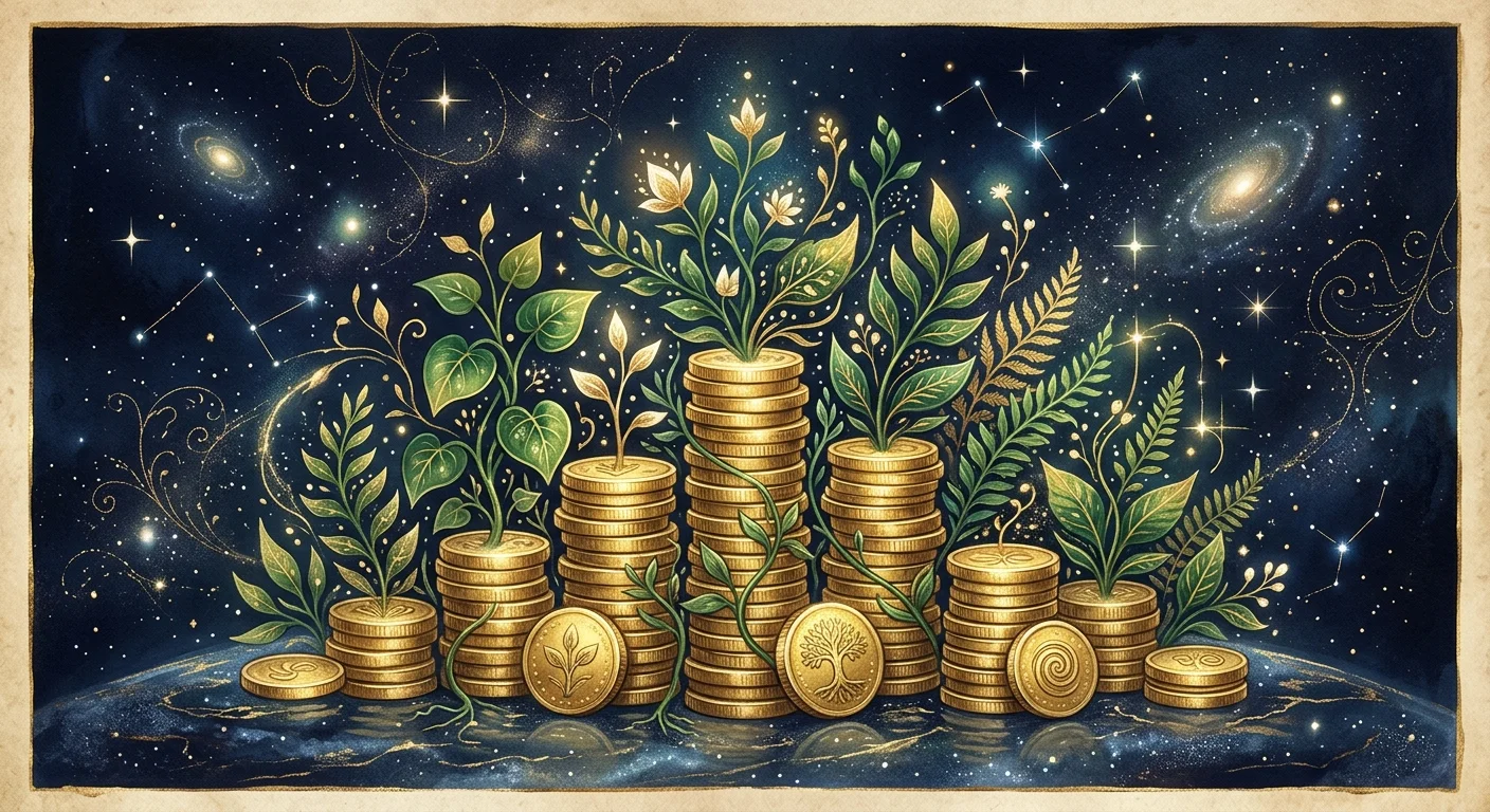 墓の堅実な資産形成を象徴するイラスト