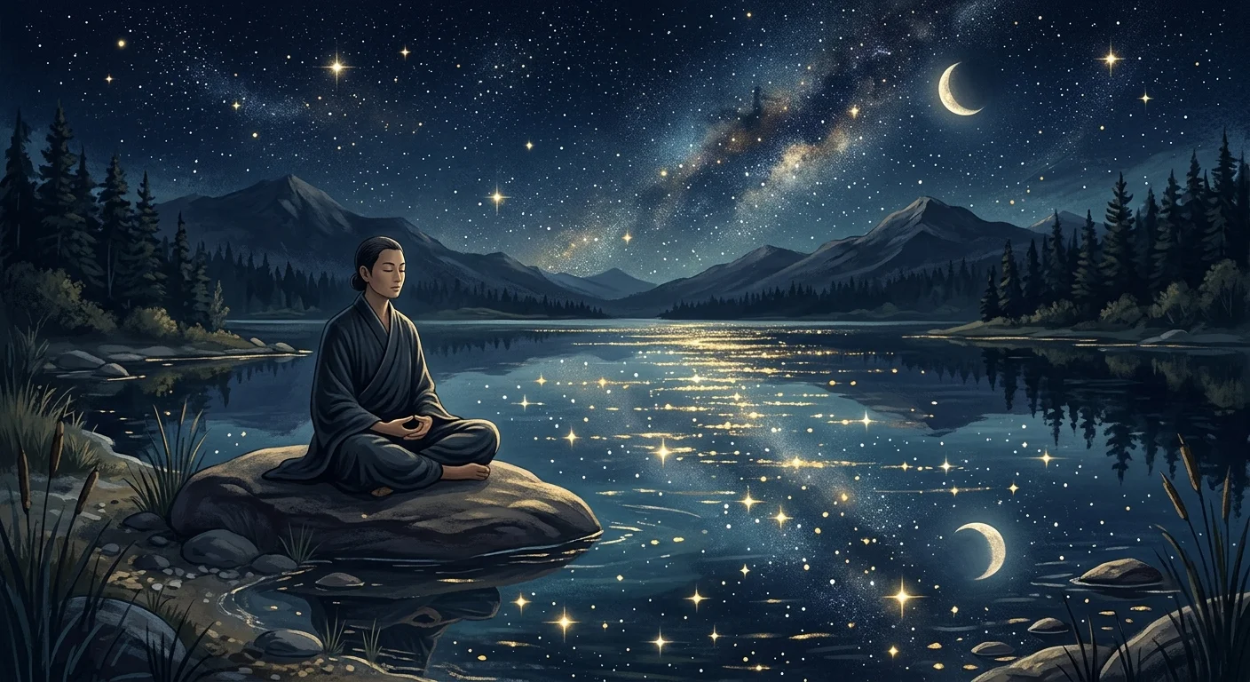 衰の内省と深い思考を象徴する瞑想のイラスト