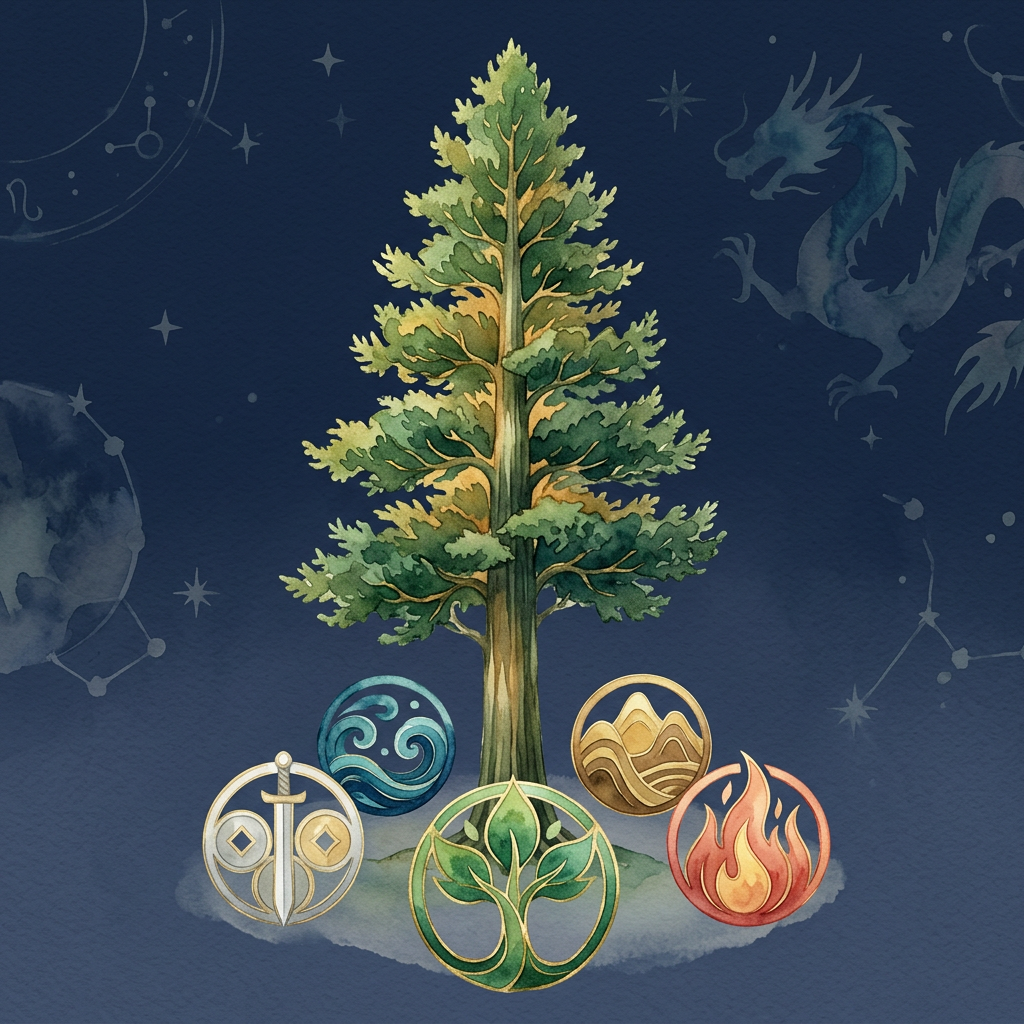 四柱推命の甲（きのえ）を象徴する天に向かってまっすぐ伸びる大樹