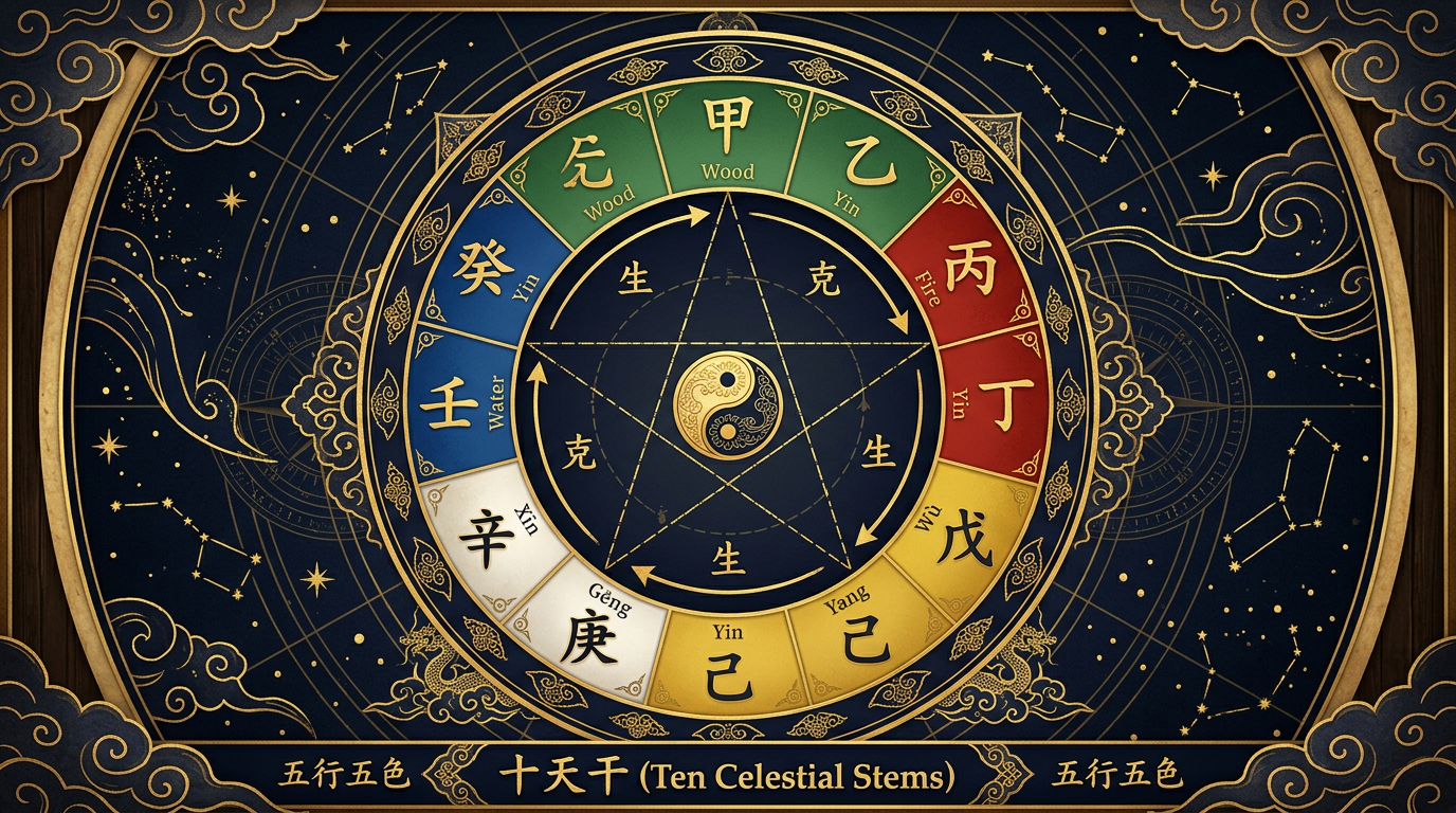 十干の相生・相剋関係を示す五行の相関図