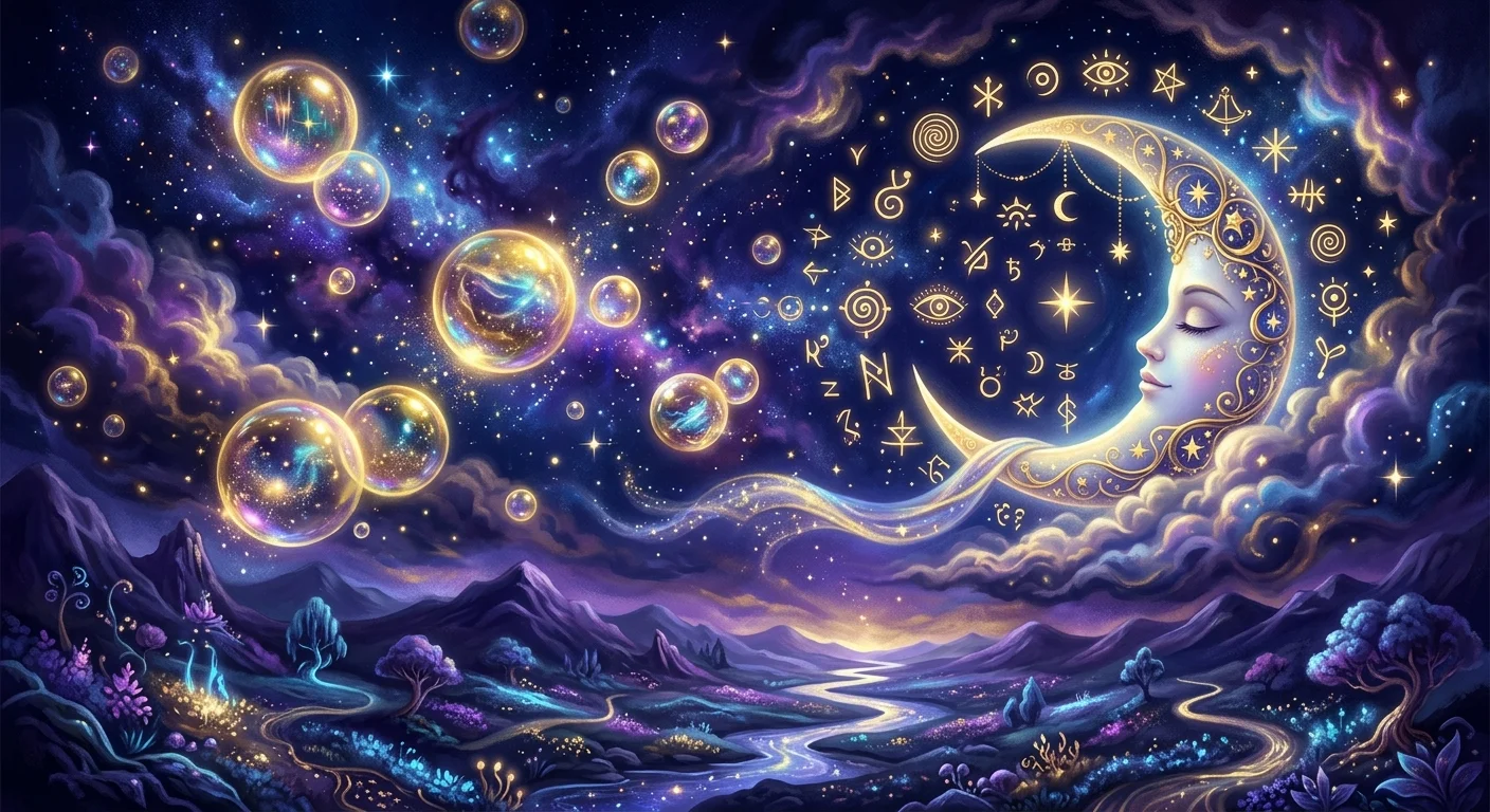 夢占いの神秘的な夢の世界を象徴するイラスト