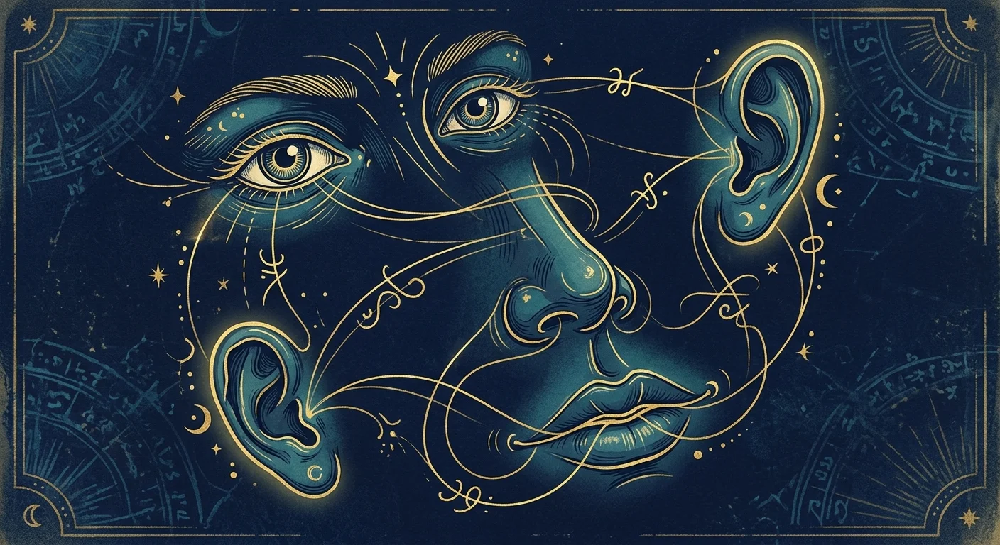 顔のパーツと運勢の関係を象徴するイラスト