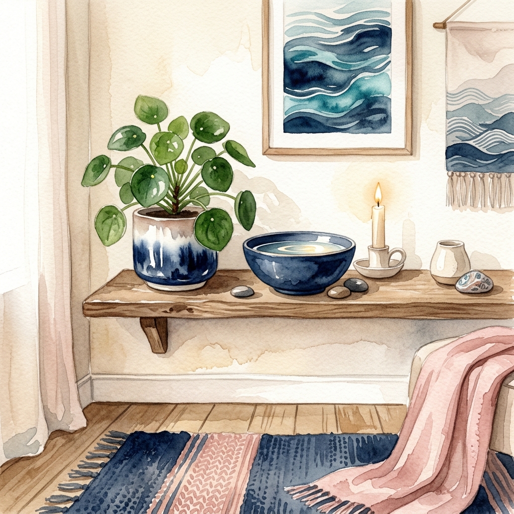 風水で北の方角を整えた温かみのあるインテリアイメージ