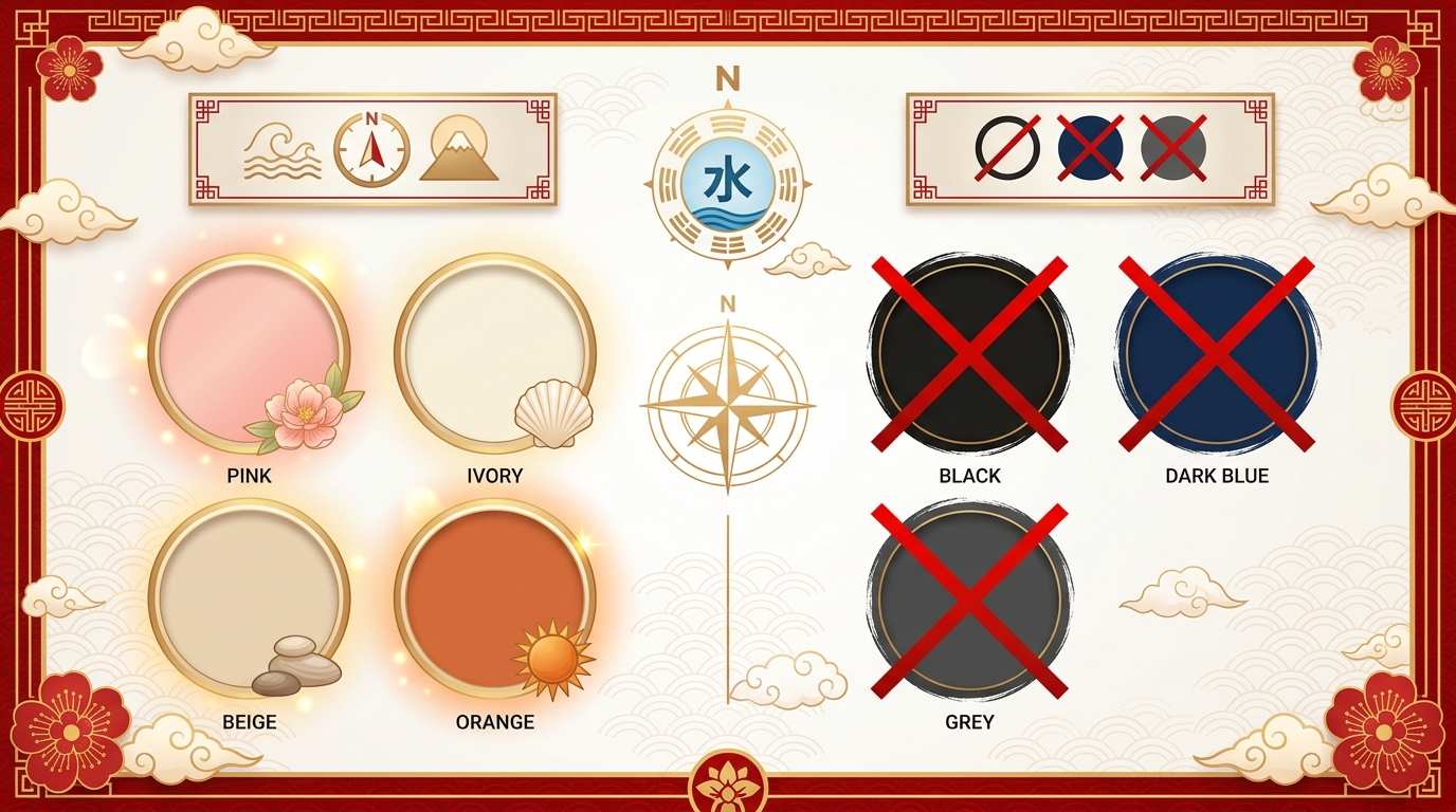 風水で北のラッキーカラーとNGカラーの比較図