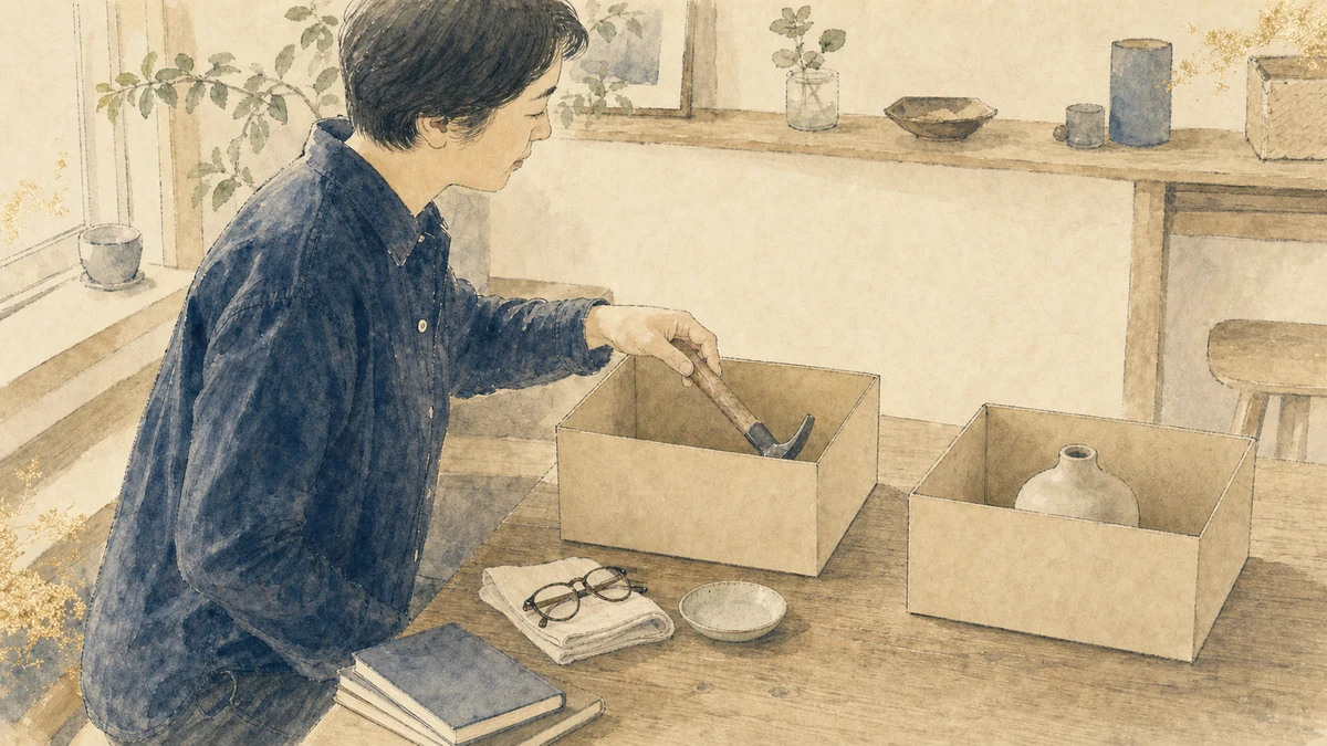手入れした道具を残し、使わなくなった持ち物を分けながら自分の価値観を確かめる人