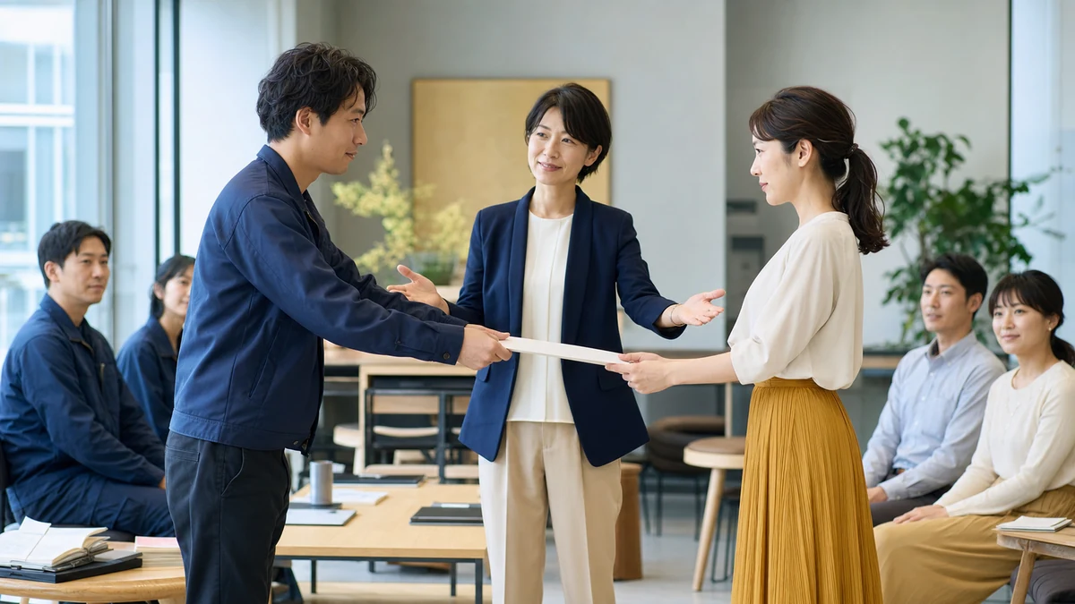 異なる部署の参加者を紹介し、共通の目的を確認する白い世界の橋渡しの調整役