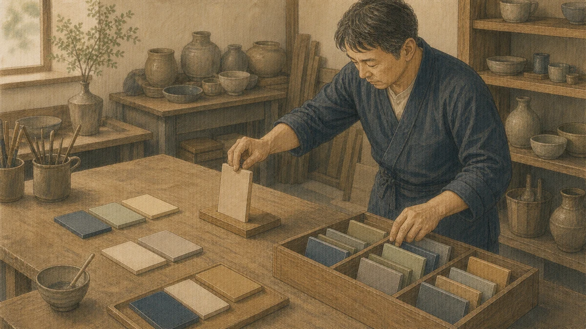 複数の試作品から一つの基準品を選び、残りの比較記録も保管している制作担当者