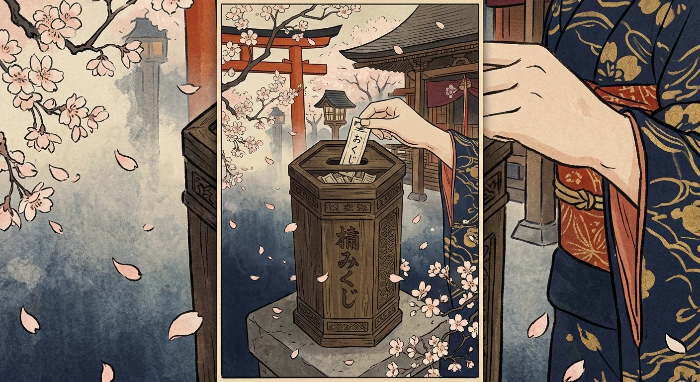 おみくじを引く様子を象徴するイラスト