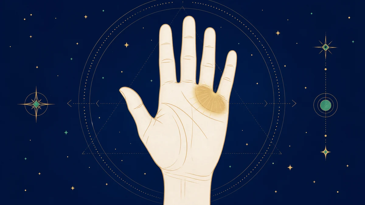 手相の木星丘の位置を示す人差し指下のハイライト画像