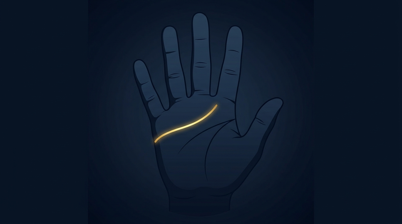 手相の感情線の位置を示すイラスト