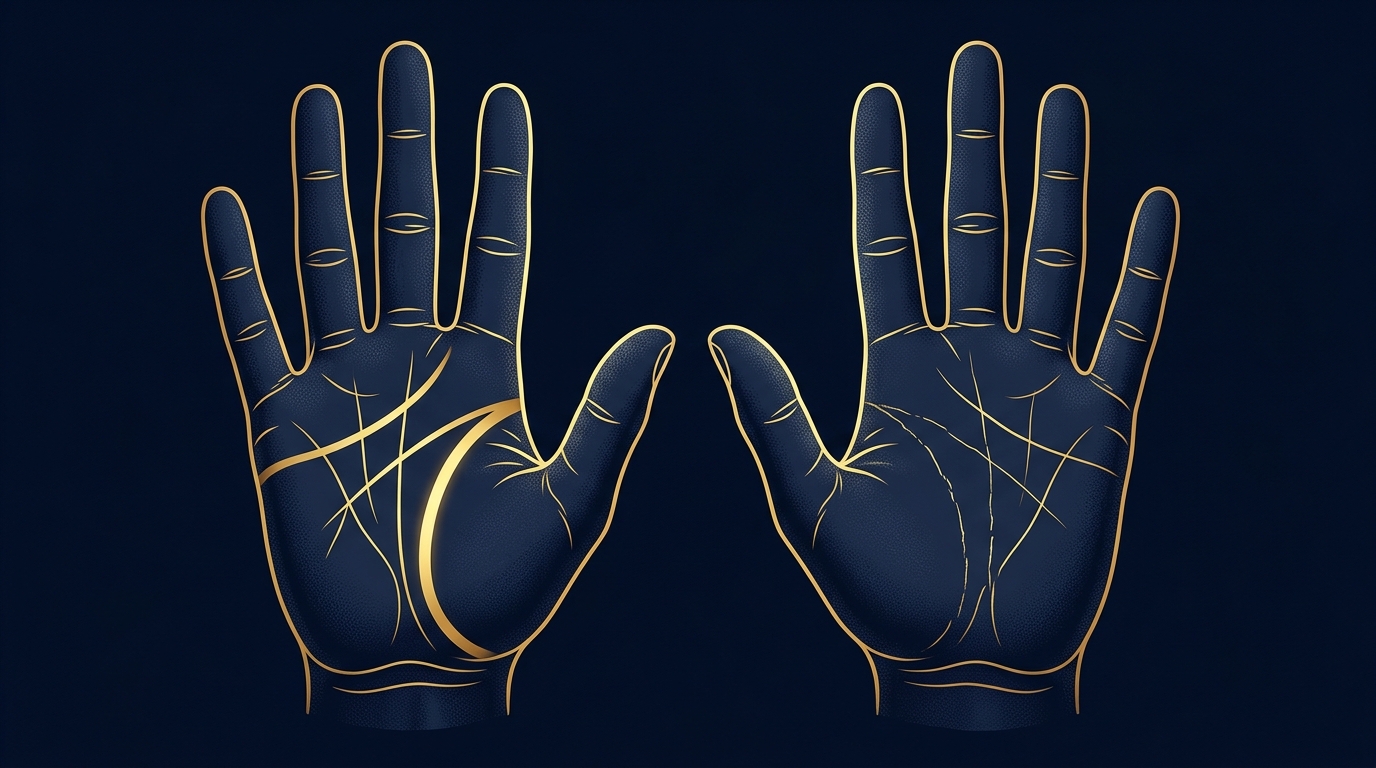 手相の生命線の濃さと太さの違いを比較したイラスト