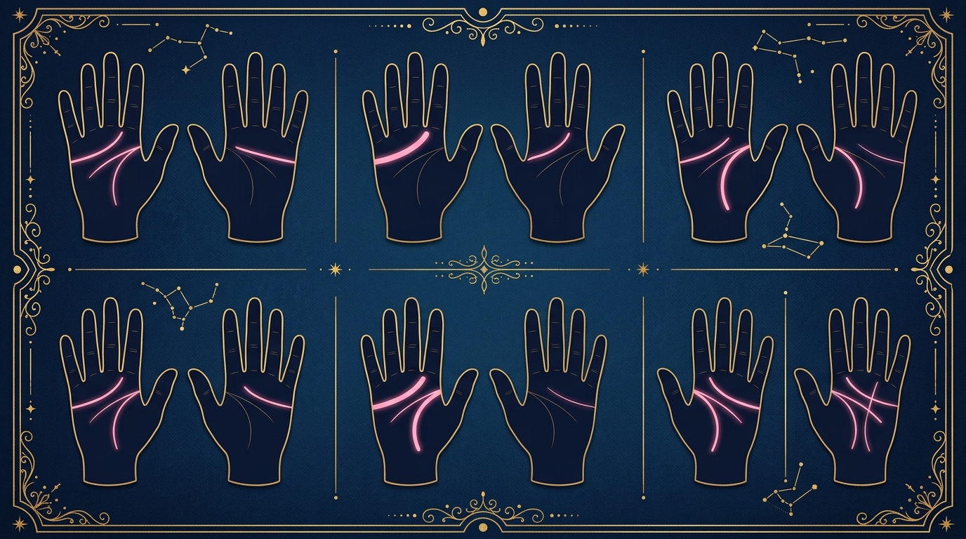 手相の恋愛運の手相のパターン別比較イラスト