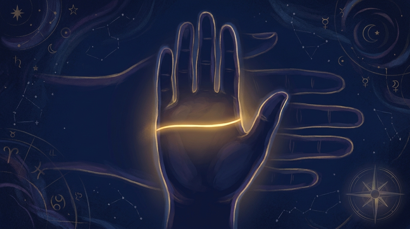 手相のますかけ線の位置を示すイラスト