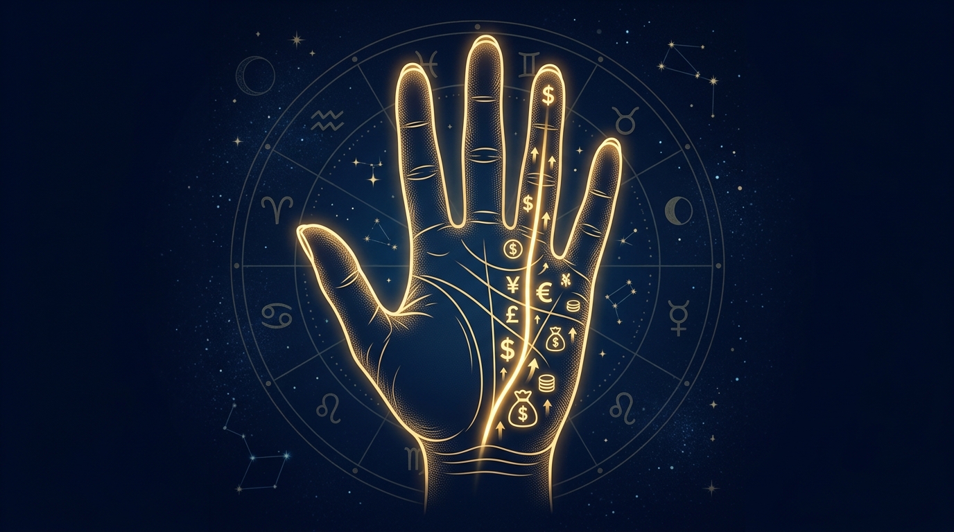 手相の金運の手相の位置を示すイラスト