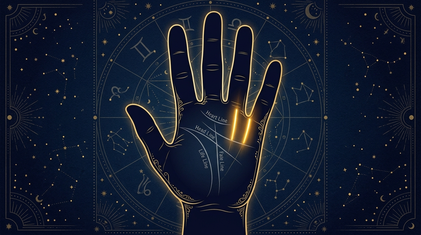 手相の財運線の位置を示すイラスト