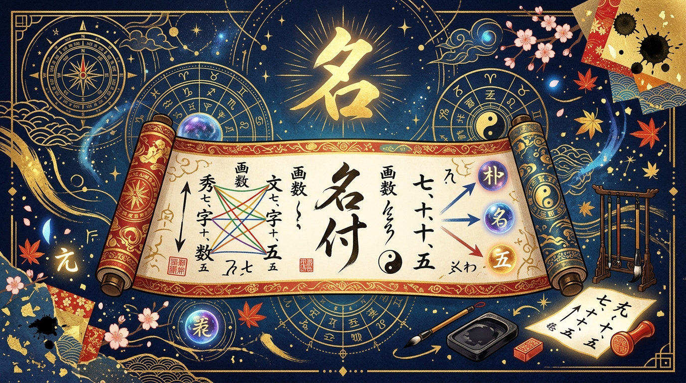 姓名判断の名付けを象徴するイラスト