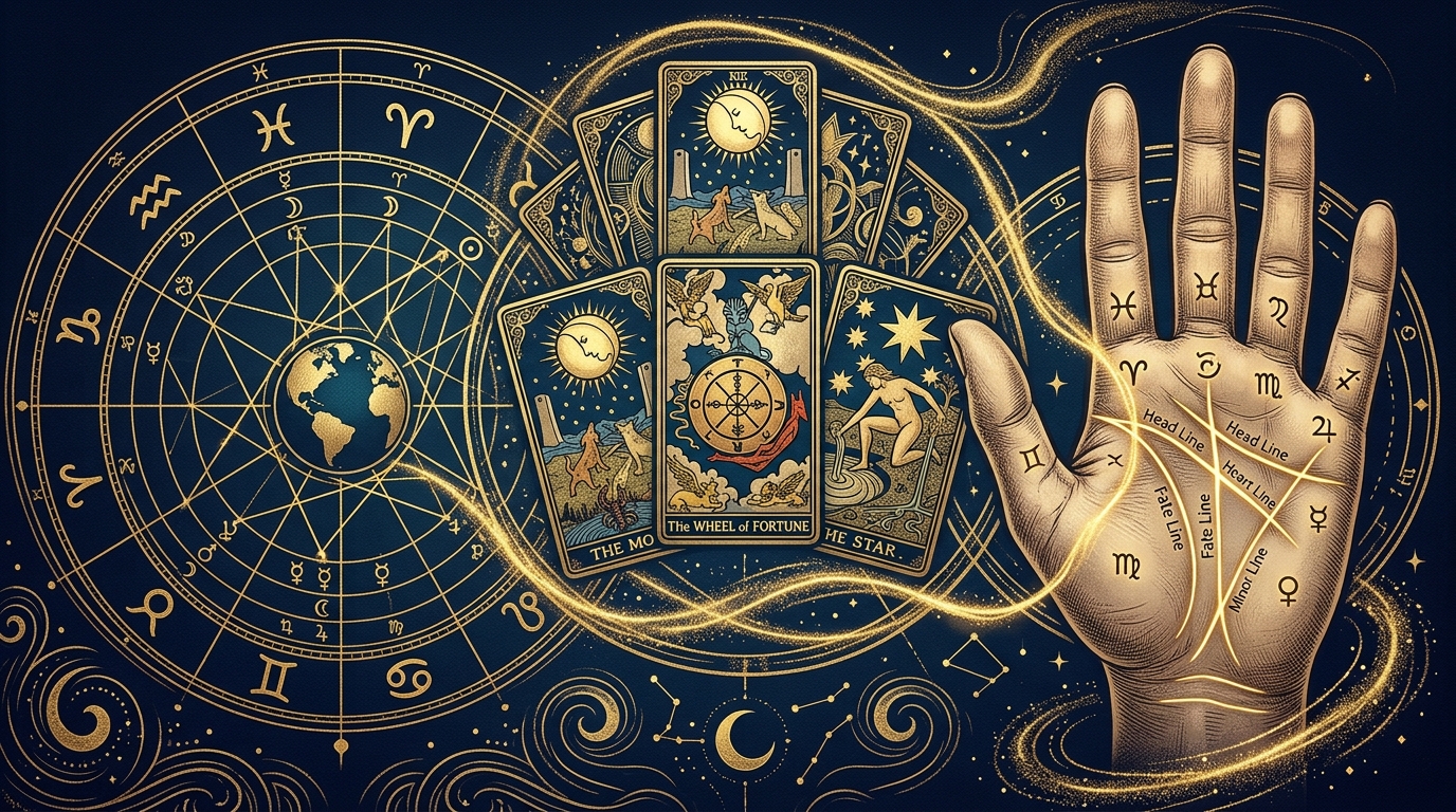 命術・卜術・相術の3分類比較イラスト