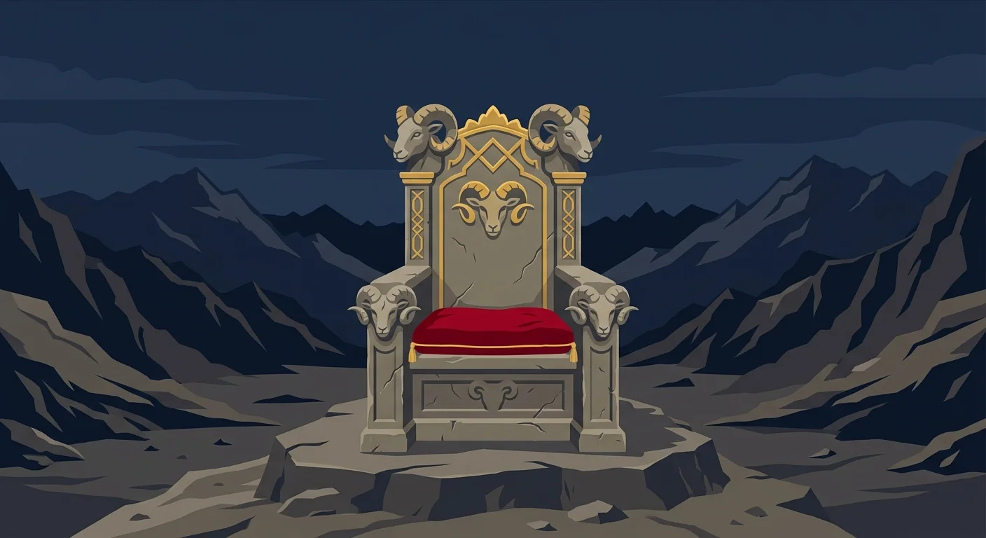 皇帝の石の玉座と牡羊のレリーフのイラスト