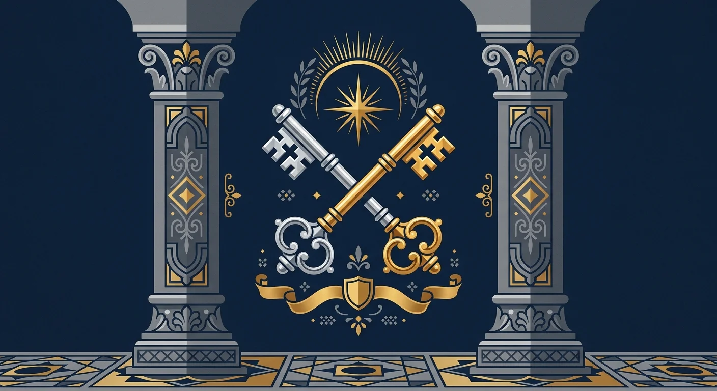 教皇の柱と交差する鍵のイラスト