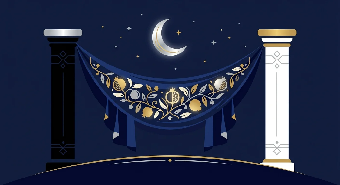 女教皇のBとJの柱とザクロのベールのイラスト