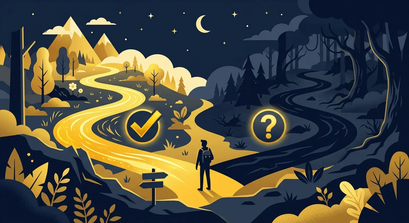 正位置と逆位置の選択を象徴するイラスト