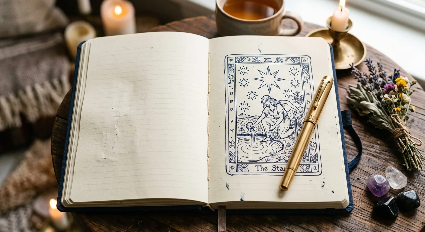 タロットカードと日記の日常活用イラスト