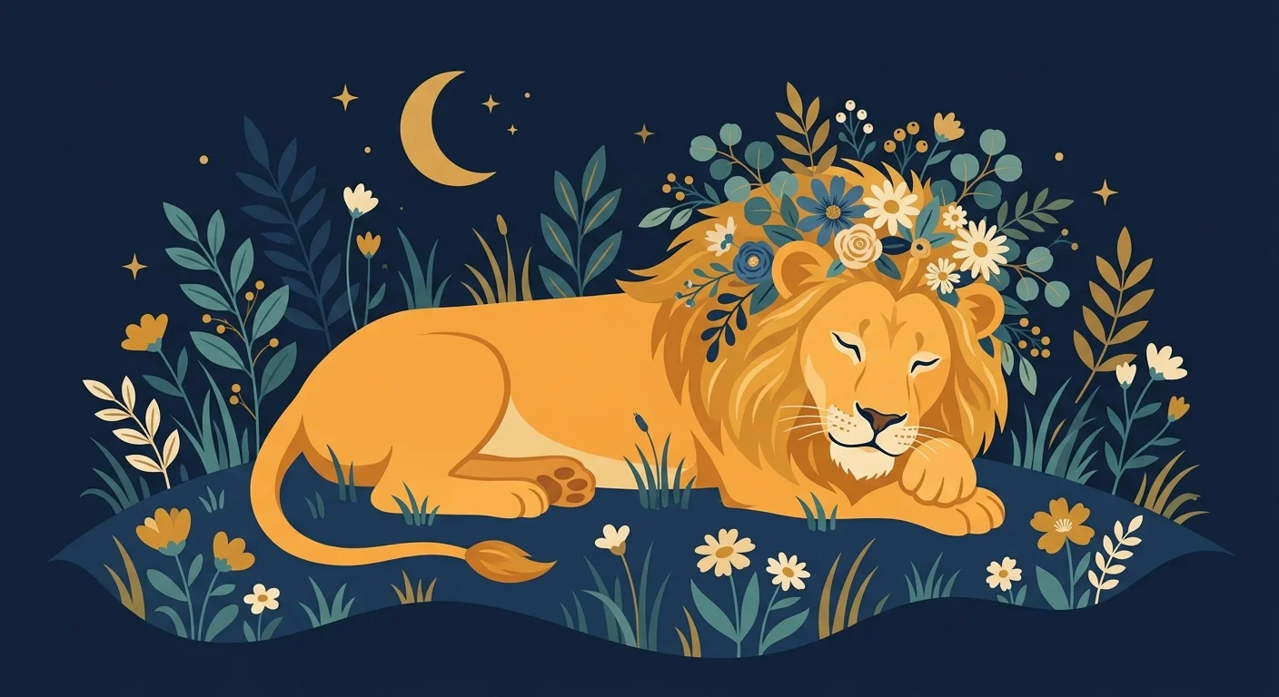 力のカードの穏やかなライオンのイラスト